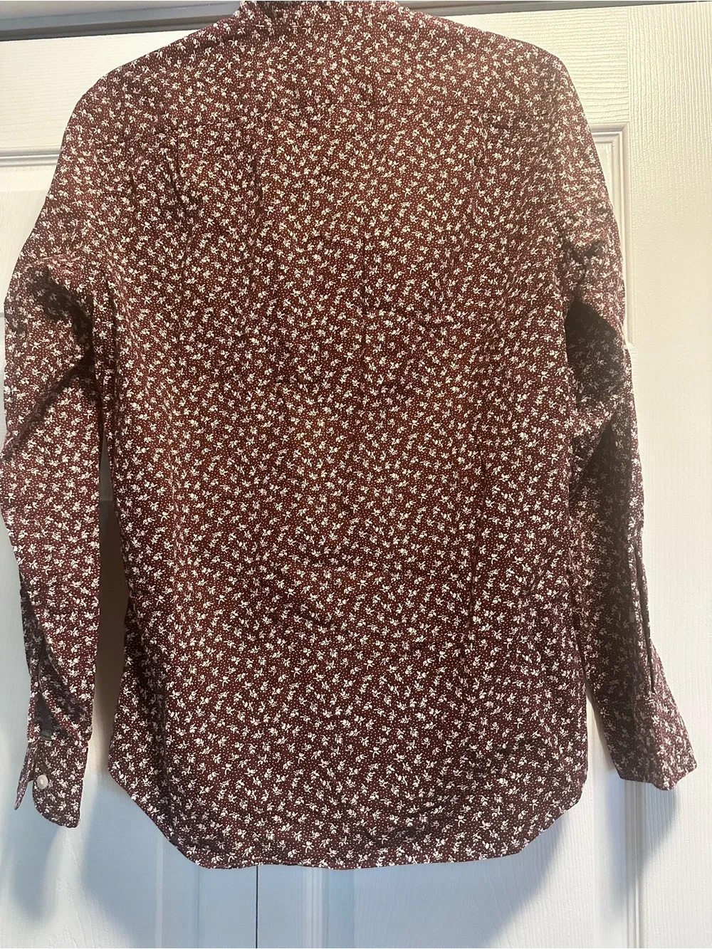 J. Crew Burgundy Button-Down with White Floral Print